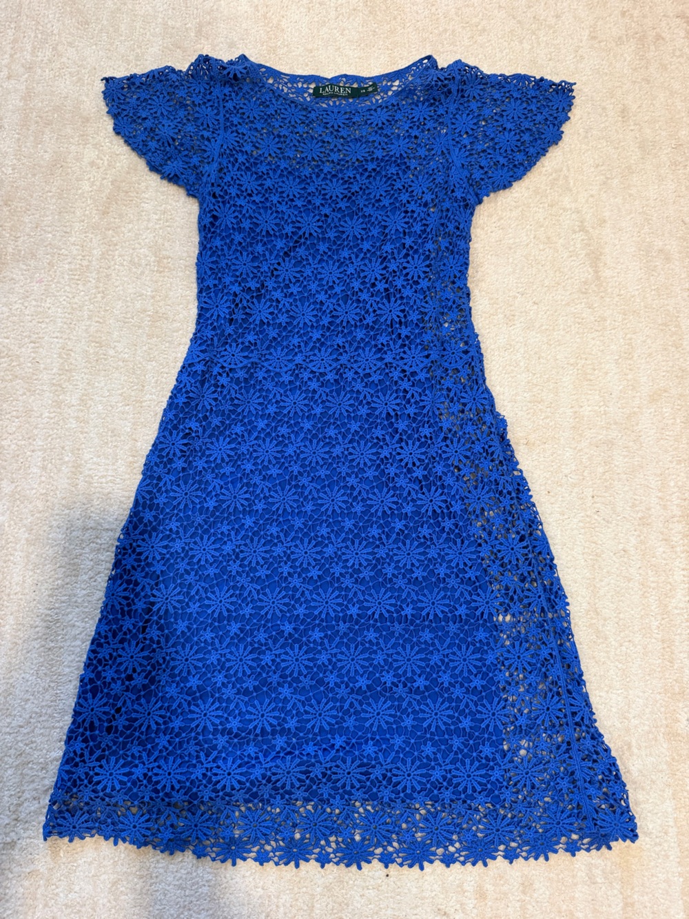 Ralph Lauren Cobalt Blue Floral Lace Dress